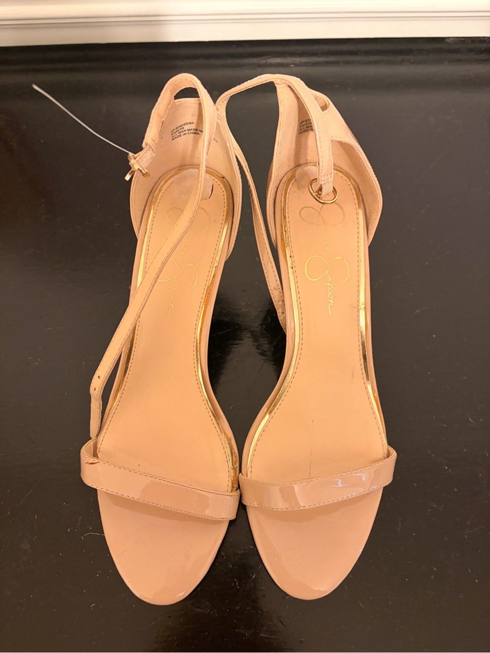 Jessica Simpson Beige Patent Slingback Heels